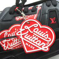 LOUIS VUITTON sneakers Main: Leather Black red LV trainer line mens 7.5 Used Authentic