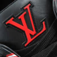 LOUIS VUITTON sneakers Main: Leather Black red LV trainer line mens 7.5 Used Authentic