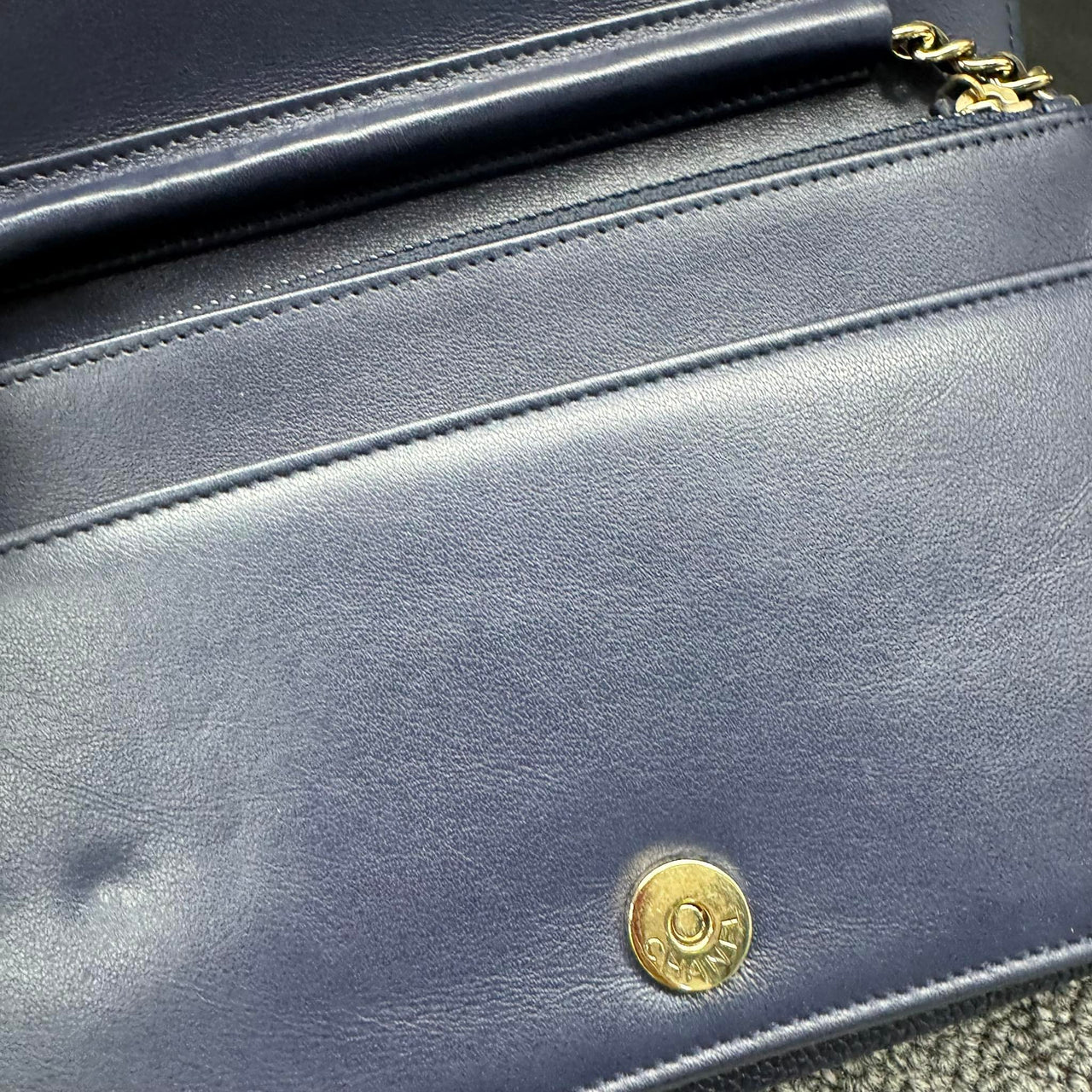 Chanel Leboy Chain Chevron Blue Caviar Cross Body Bag