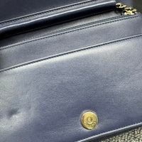 Chanel Leboy Chain Chevron Blue Caviar Cross Body Bag