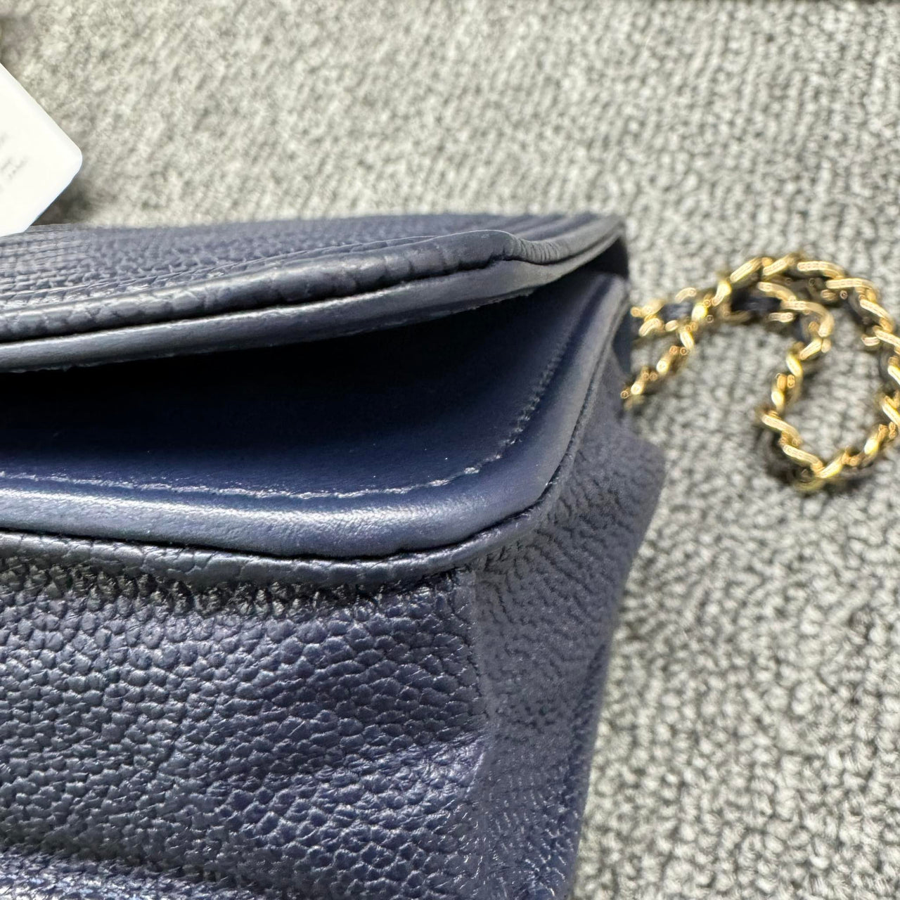 Chanel Leboy Chain Chevron Blue Caviar Cross Body Bag