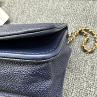 Chanel Leboy Chain Chevron Blue Caviar Cross Body Bag