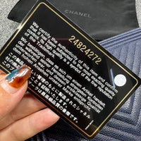 Chanel Leboy Chain Chevron Blue Caviar Cross Body Bag