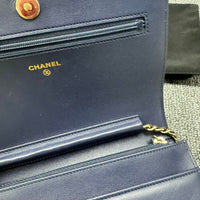 Chanel Leboy Chain Chevron Blue Caviar Cross Body Bag