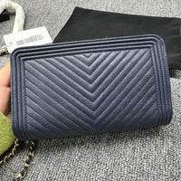 Chanel Leboy Chain Chevron Blue Caviar Cross Body Bag