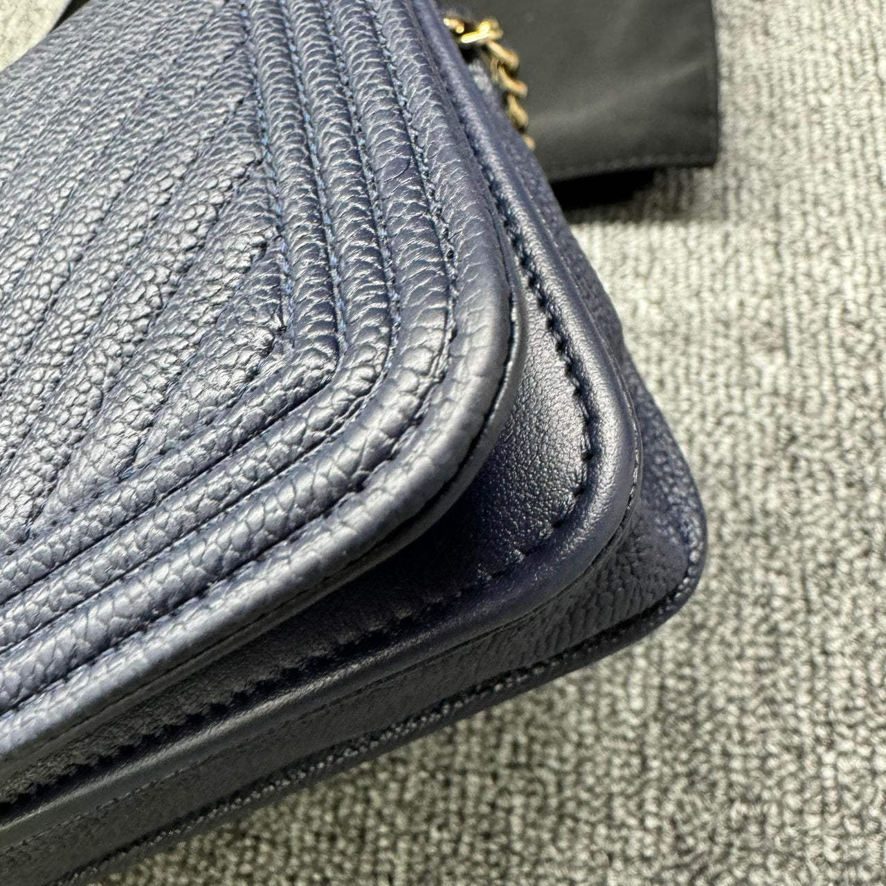 Chanel Leboy Chain Chevron Blue Caviar Cross Body Bag