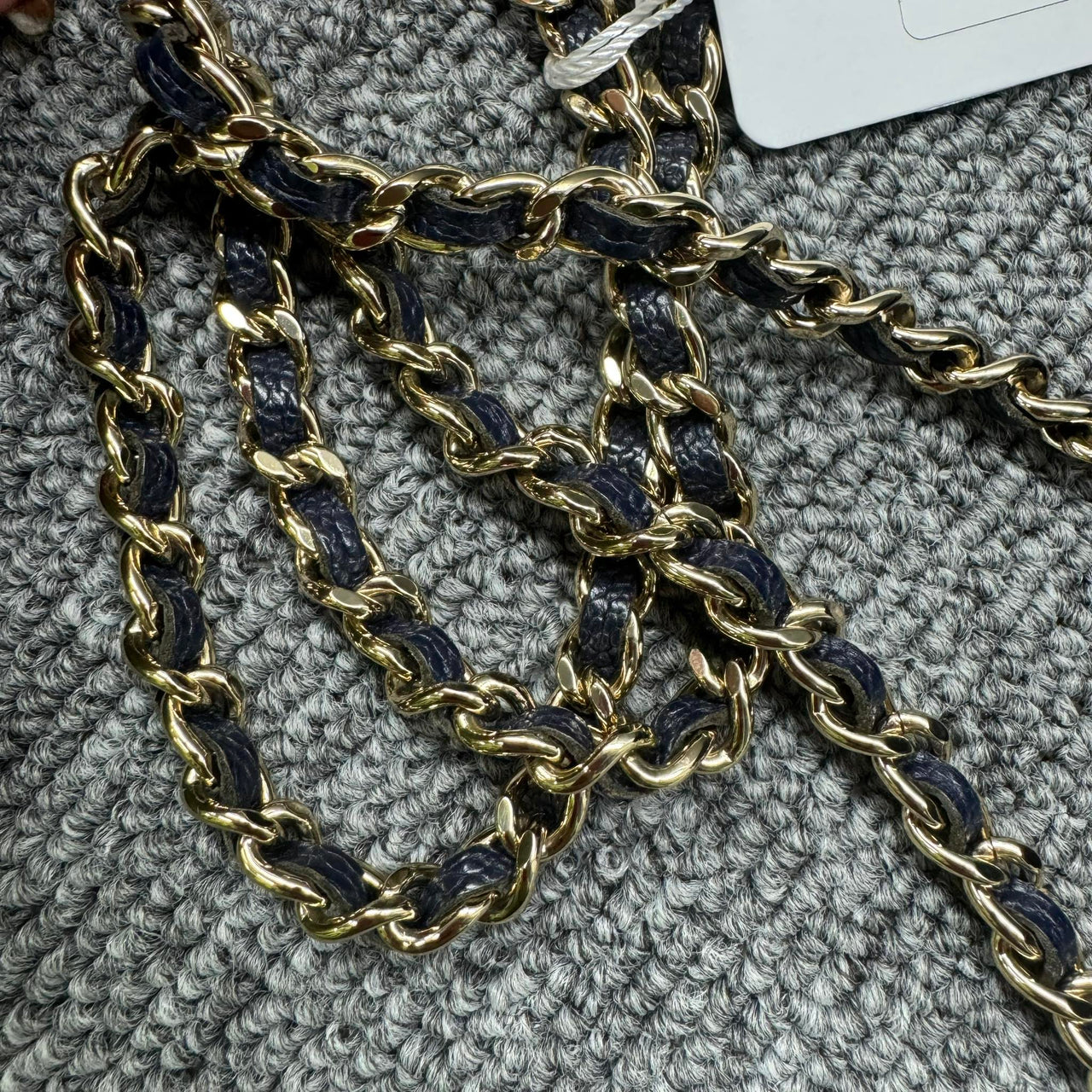 Chanel Leboy Chain Chevron Blue Caviar Cross Body Bag