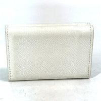 LOUIS VUITTON Trifold wallet M68482 leather white Portefeuille lock mini Women Used Authentic