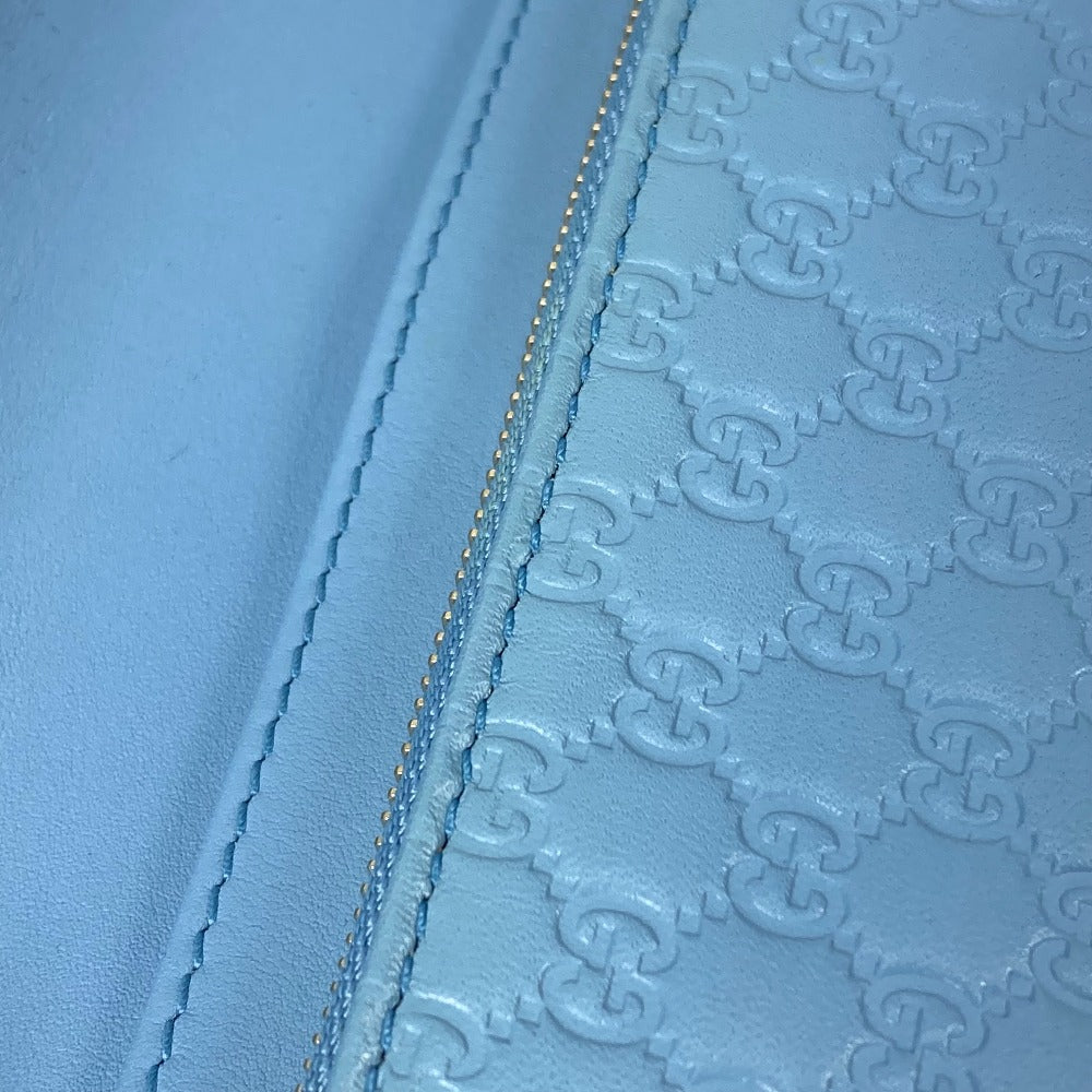 GUCCI Shoulder Bag 466507 leather blue Micro Guccisima Shoulder wallet Women Used Authentic