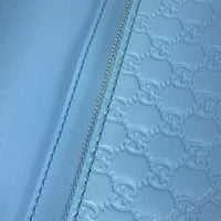 GUCCI Shoulder Bag 466507 leather blue Micro Guccisima Shoulder wallet Women Used Authentic