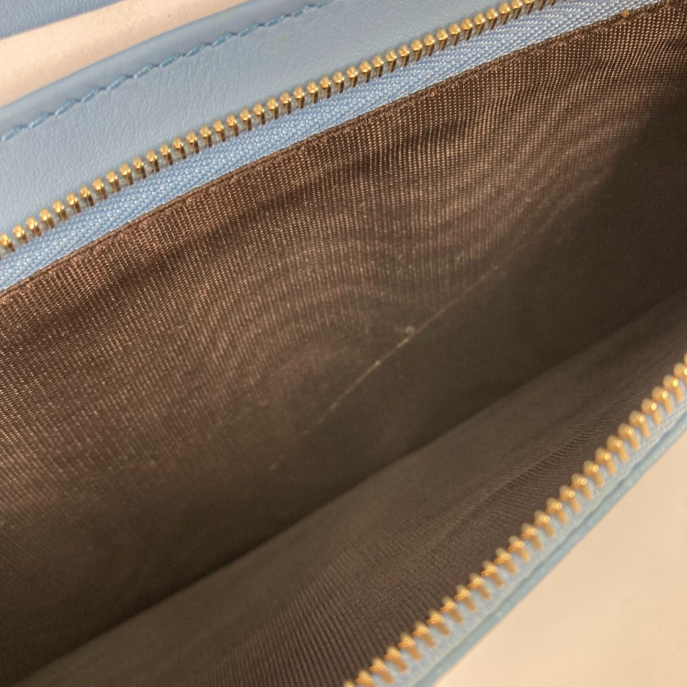 GUCCI Shoulder Bag 466507 leather blue Micro Guccisima Shoulder wallet Women Used Authentic