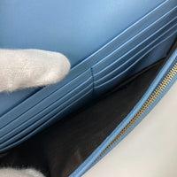 GUCCI Shoulder Bag 466507 leather blue Micro Guccisima Shoulder wallet Women Used Authentic