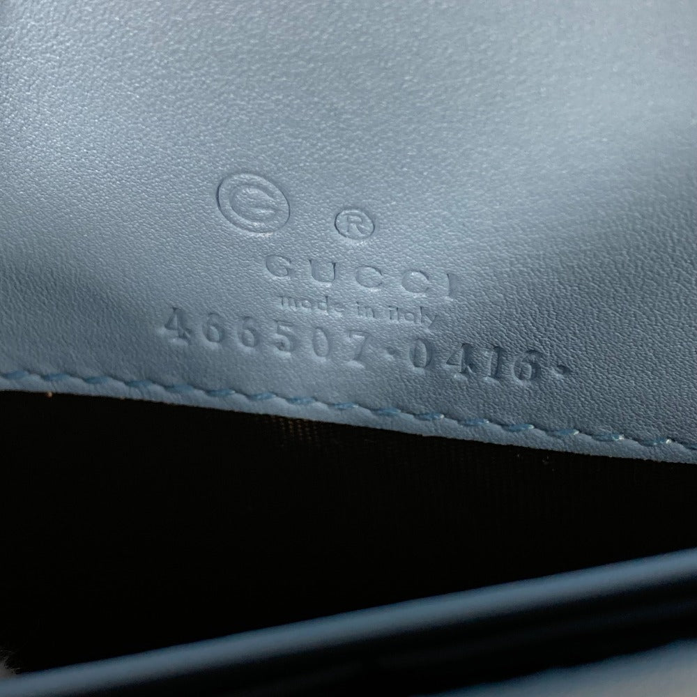 GUCCI Shoulder Bag 466507 leather blue Micro Guccisima Shoulder wallet Women Used Authentic