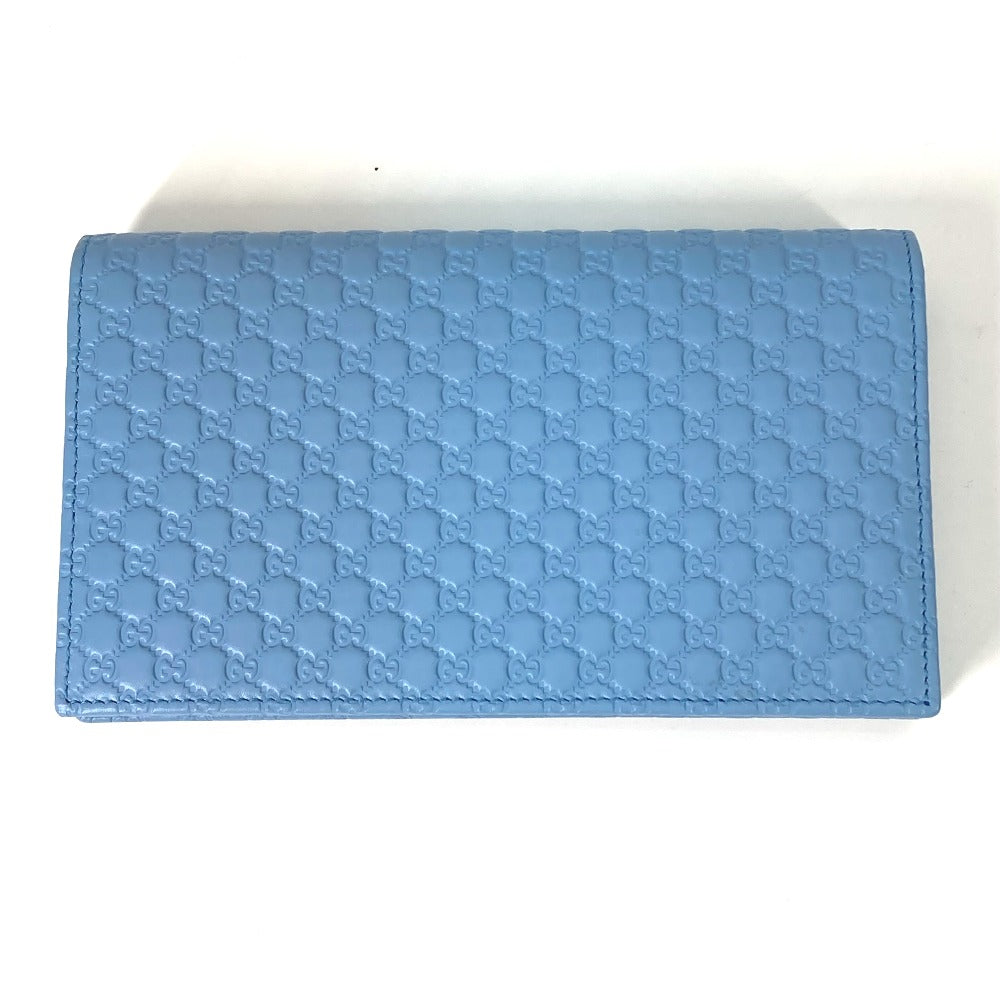 GUCCI Shoulder Bag 466507 leather blue Micro Guccisima Shoulder wallet Women Used Authentic