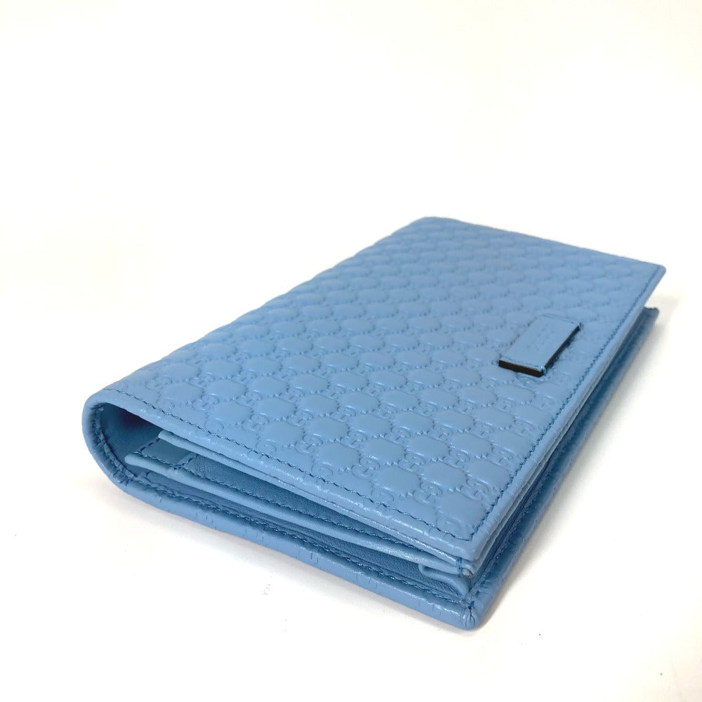 GUCCI Shoulder Bag 466507 leather blue Micro Guccisima Shoulder wallet Women Used Authentic