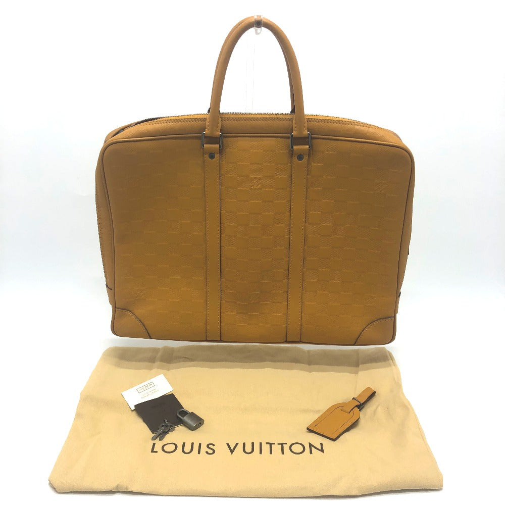 LOUIS VUITTON Business bag N41218 Damier Anfini Leather Yellow type Anfini Handbag Women Used Authentic
