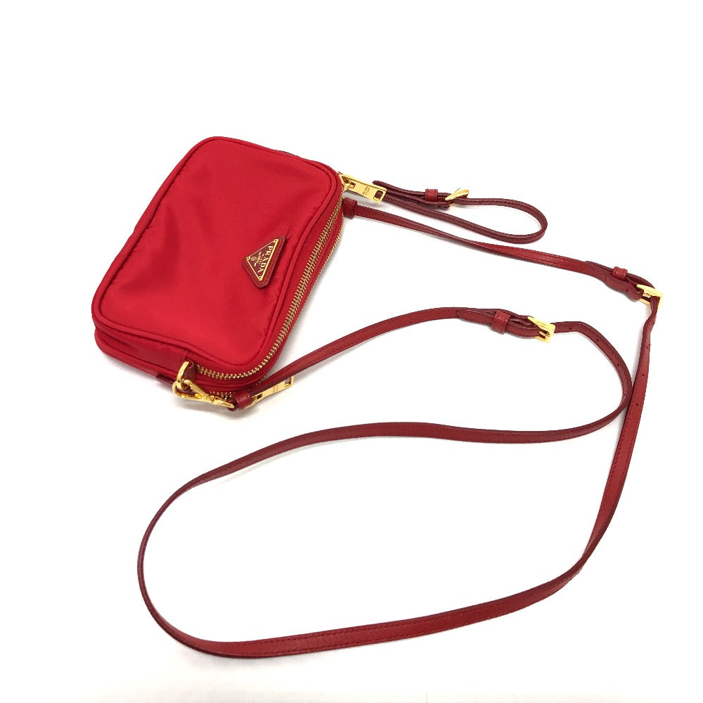 PRADA Shoulder Bag Nylon Red Triangle logo plate unisex(Unisex) Used Authentic