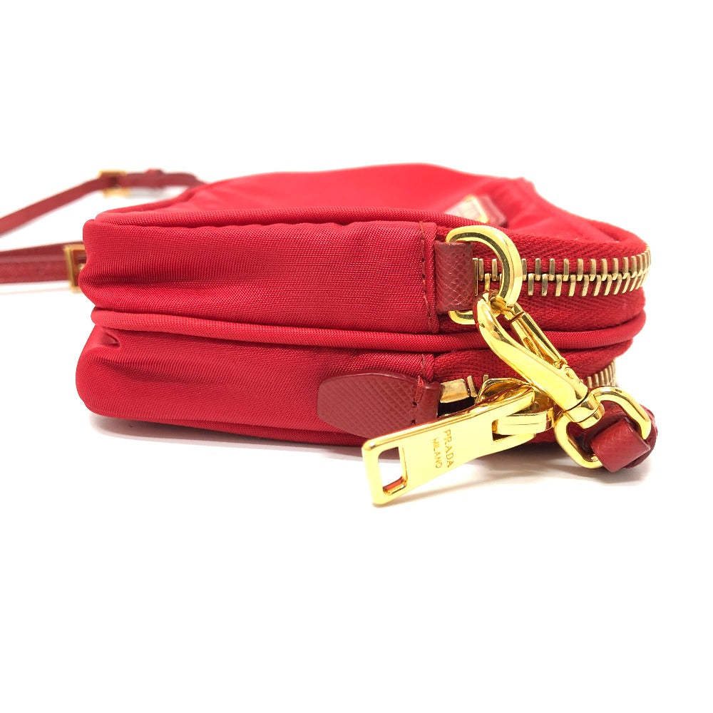 PRADA Shoulder Bag Nylon Red Triangle logo plate unisex(Unisex) Used Authentic