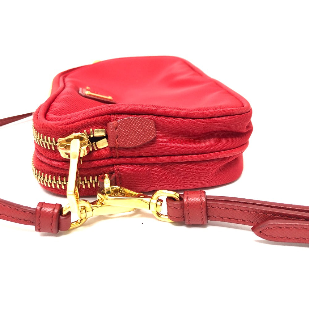 PRADA Shoulder Bag Nylon Red Triangle logo plate unisex(Unisex) Used Authentic