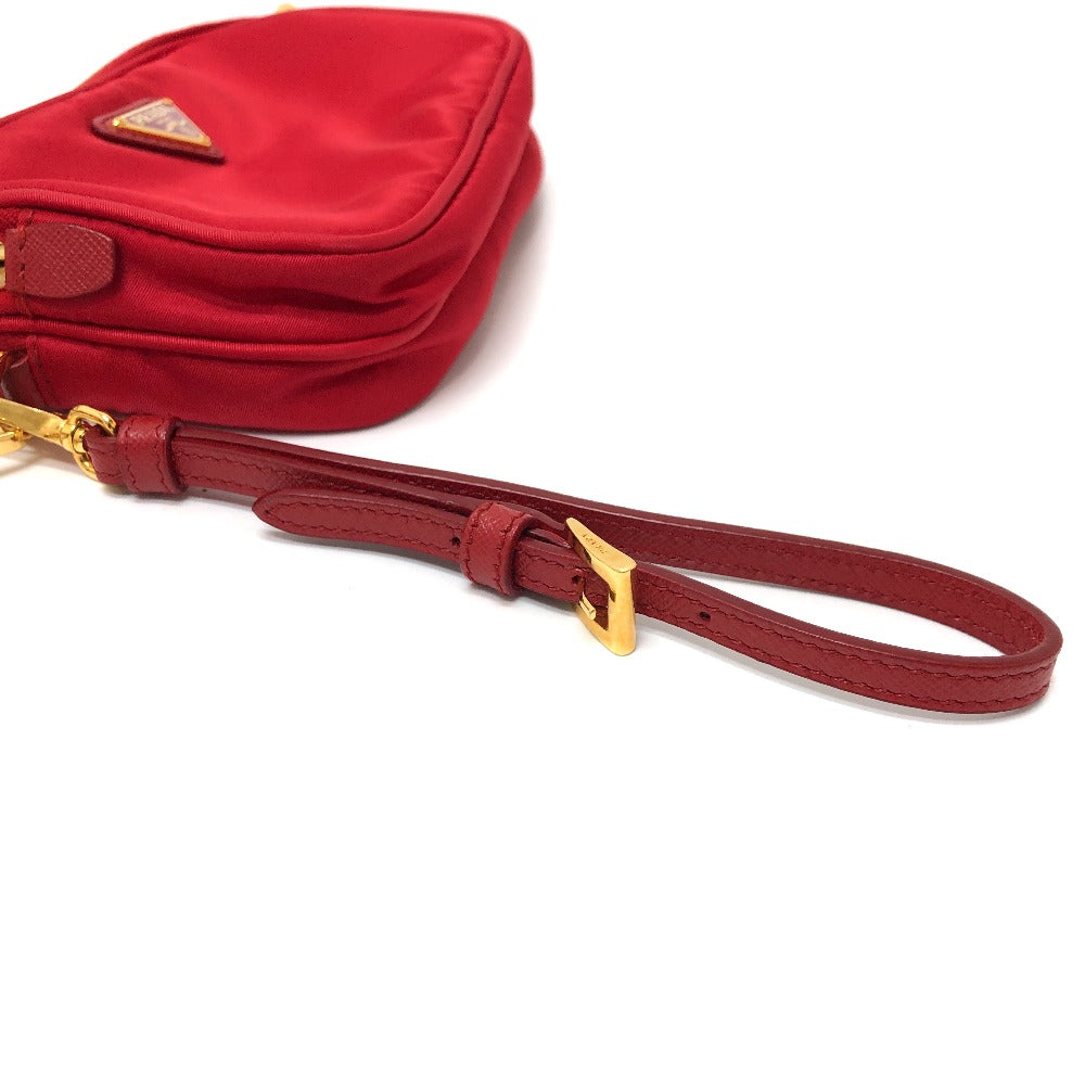 PRADA Shoulder Bag Nylon Red Triangle logo plate unisex(Unisex) Used Authentic