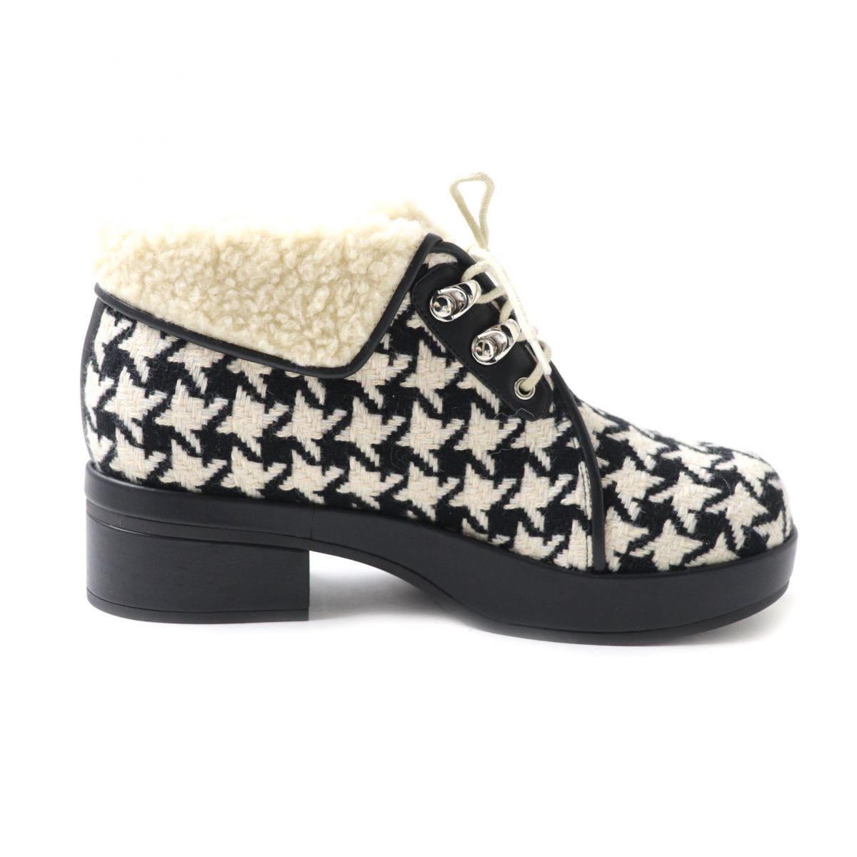 GUCCI boots Bore Black x Ivory Women 37 Used Authentic