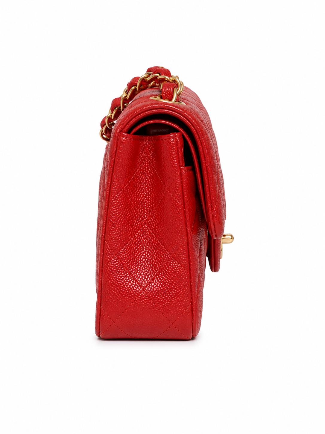 CHANEL Mini Classic Flap Bag – Red Caviar Leather with Gold Hardware