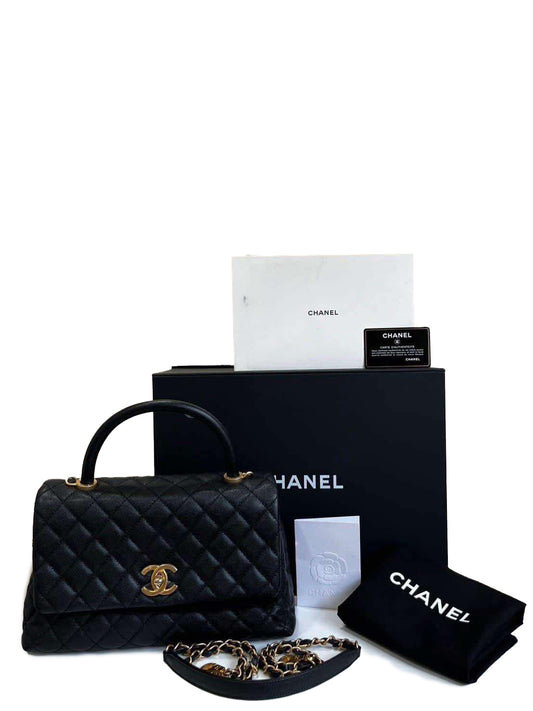 Chanel Caviar Quilted Small Coco Chain Handle Flap Bag