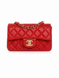 CHANEL Mini Classic Flap Bag – Red Caviar Leather with Gold Hardware