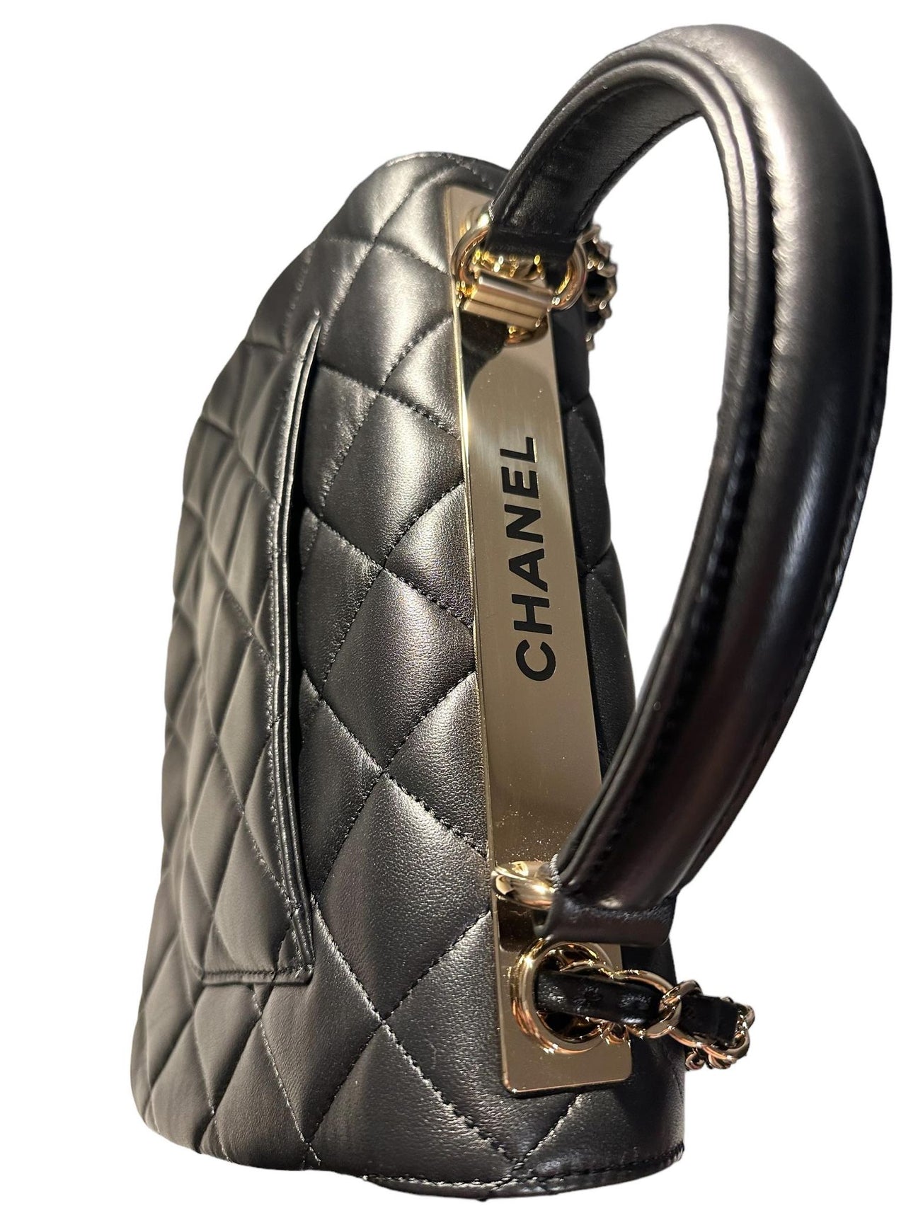 Chanel Lambskin Quilted Small Trendy CC Dual Handle Flap Bag Black