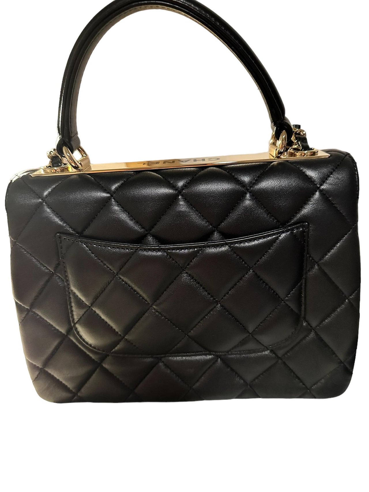 Chanel Lambskin Quilted Small Trendy CC Dual Handle Flap Bag Black