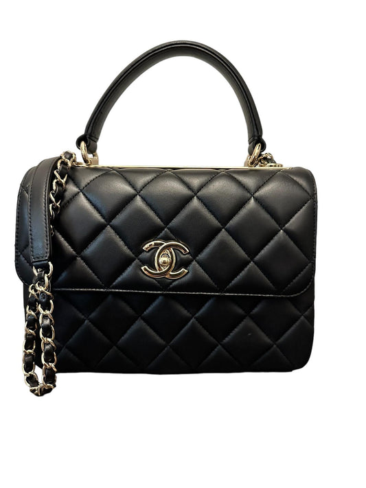 Chanel Lambskin Quilted Small Trendy CC Dual Handle Flap Bag Black