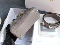 CHRISTIAN DIOR Lambskin Cannage Small My ABCDior Lady Dior in Grey