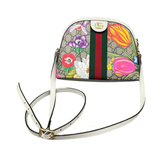 Gucci Gg Ophidia Blooms Grey & Multicolor Canvas Shoulder Bag