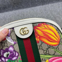 Gucci Gg Ophidia Blooms Grey & Multicolor Canvas Shoulder Bag