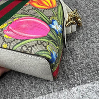 Gucci Gg Ophidia Blooms Grey & Multicolor Canvas Shoulder Bag