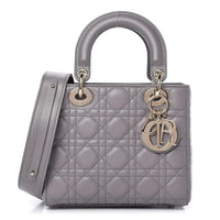 CHRISTIAN DIOR Lambskin Cannage Small My ABCDior Lady Dior in Grey