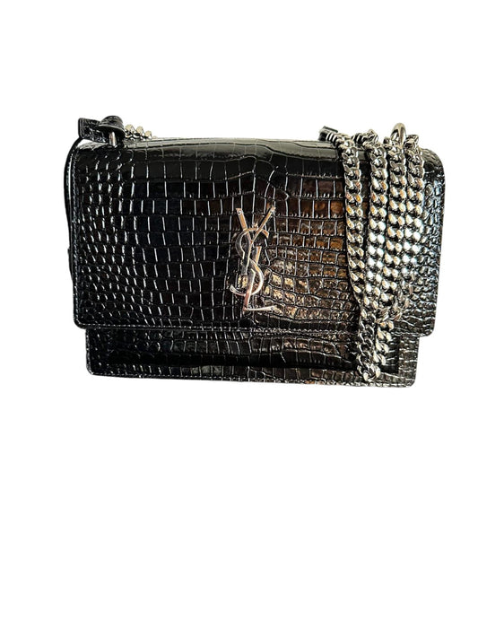 YSL Sunset Medium Croc Embossed