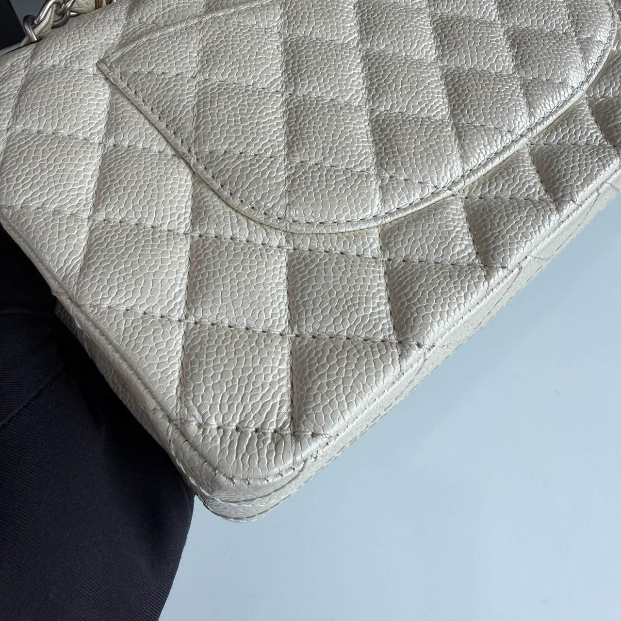 Chanel Classic Medium in pearly white silver hardware