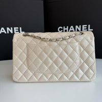 Chanel Classic Medium in pearly white silver hardware