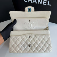 Chanel Classic Medium in pearly white silver hardware