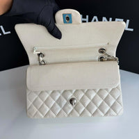 Chanel Classic Medium in pearly white silver hardware