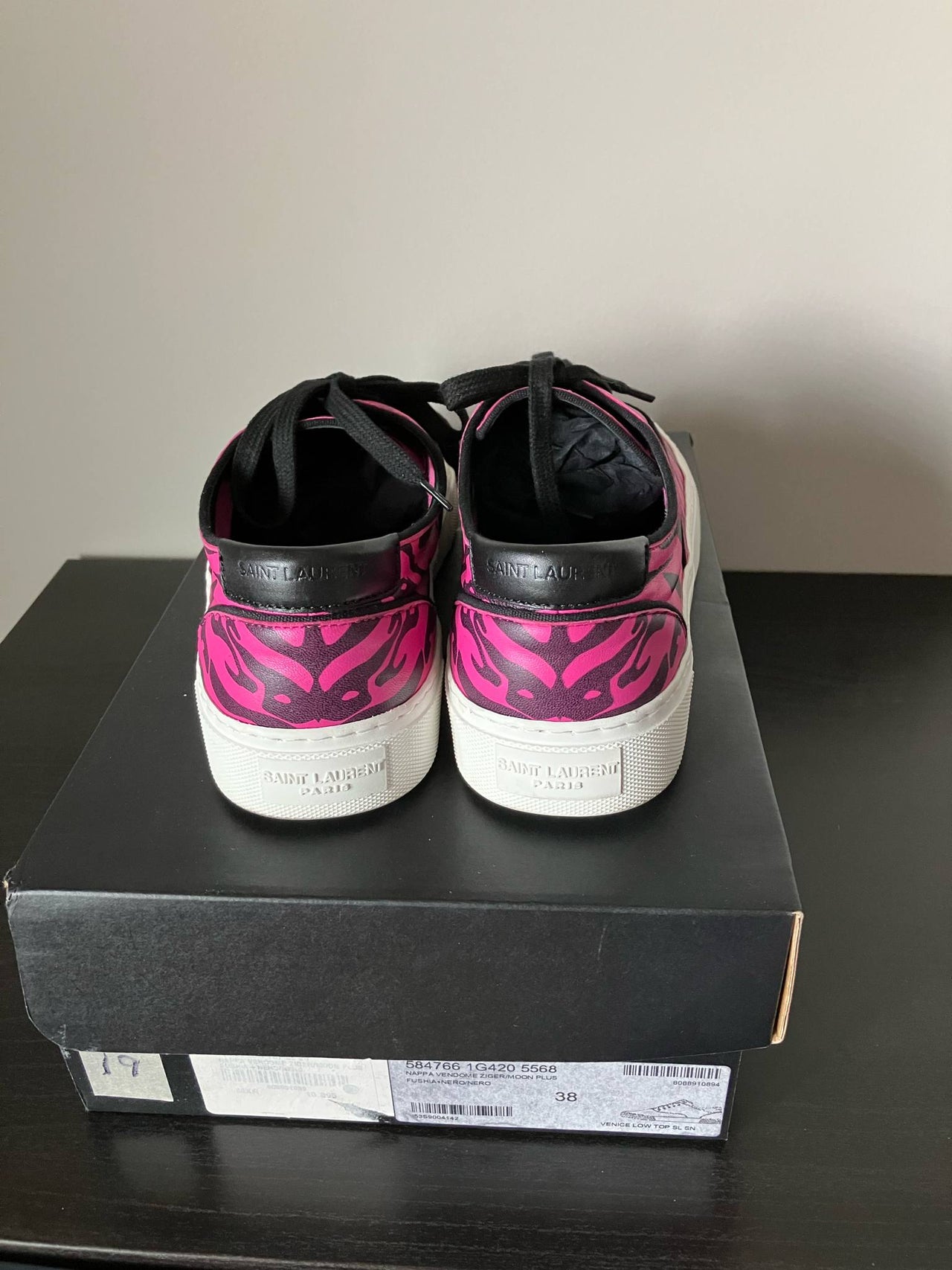 Saint Laurent Black and Pink Zebra Print Venice Sneakers
