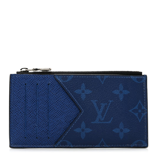 LV Monogram Taiga Coin Card Holder Cobalt