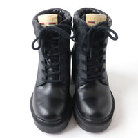 GUCCI boots GG Supreme Canvas x Leather Gray x black Women 35 Used Authentic