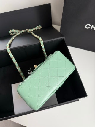 CHANEL Green Quilted Flap Bag – Gold Hardware