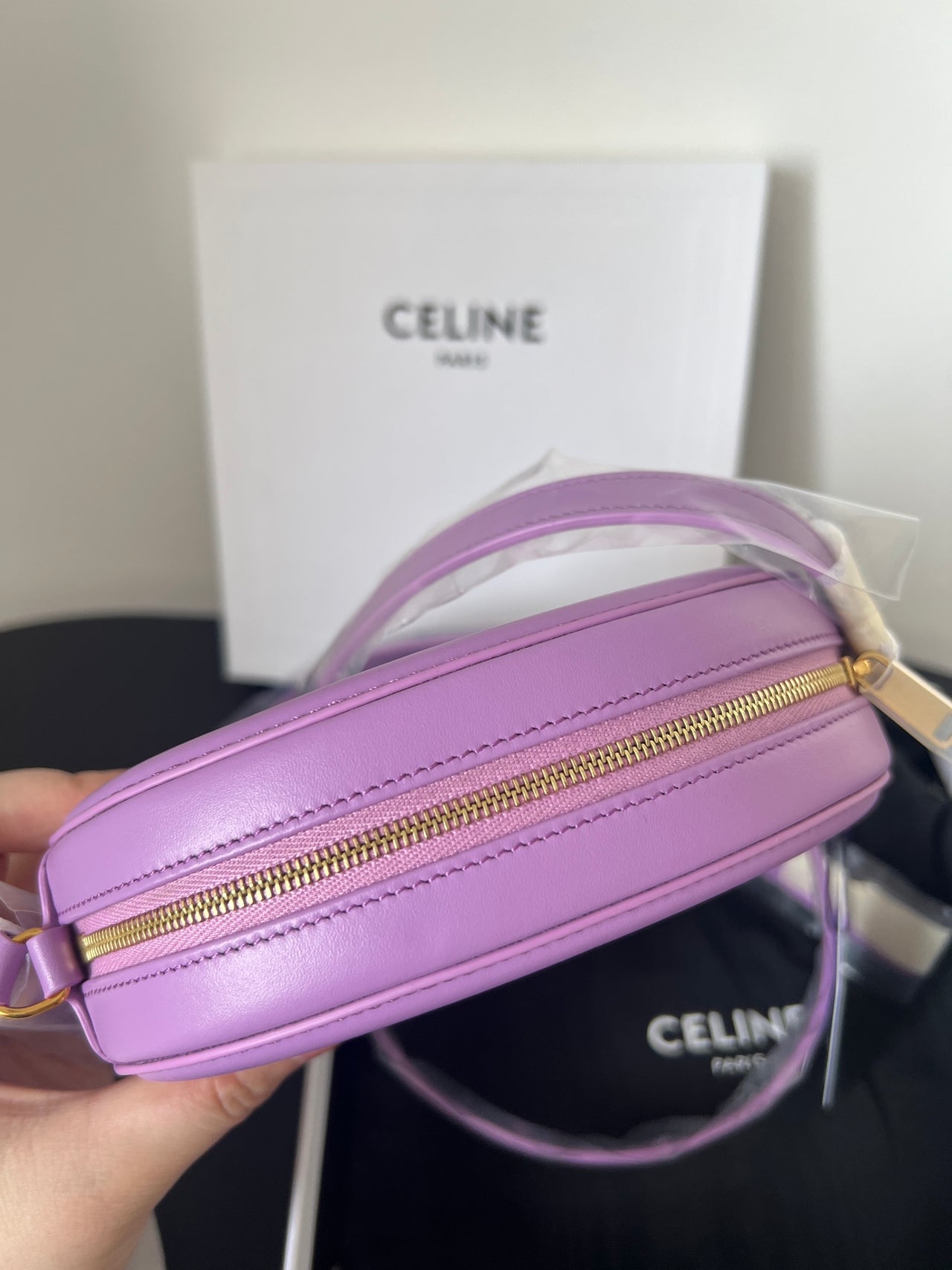 CELINE Lavender Purple Triomphe Arch Small Mooncake Bag