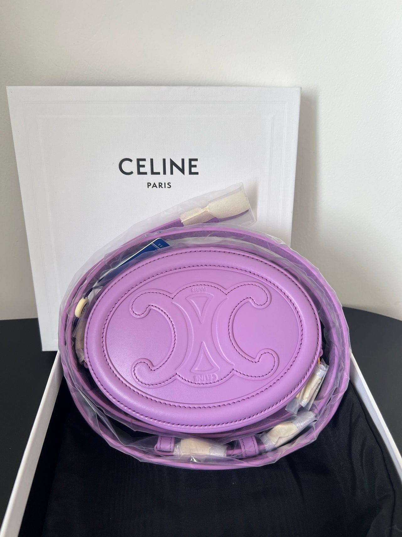 CELINE Lavender Purple Triomphe Arch Small Mooncake Bag
