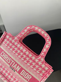 DIOR Pink Houndstooth Mini Tote Bag