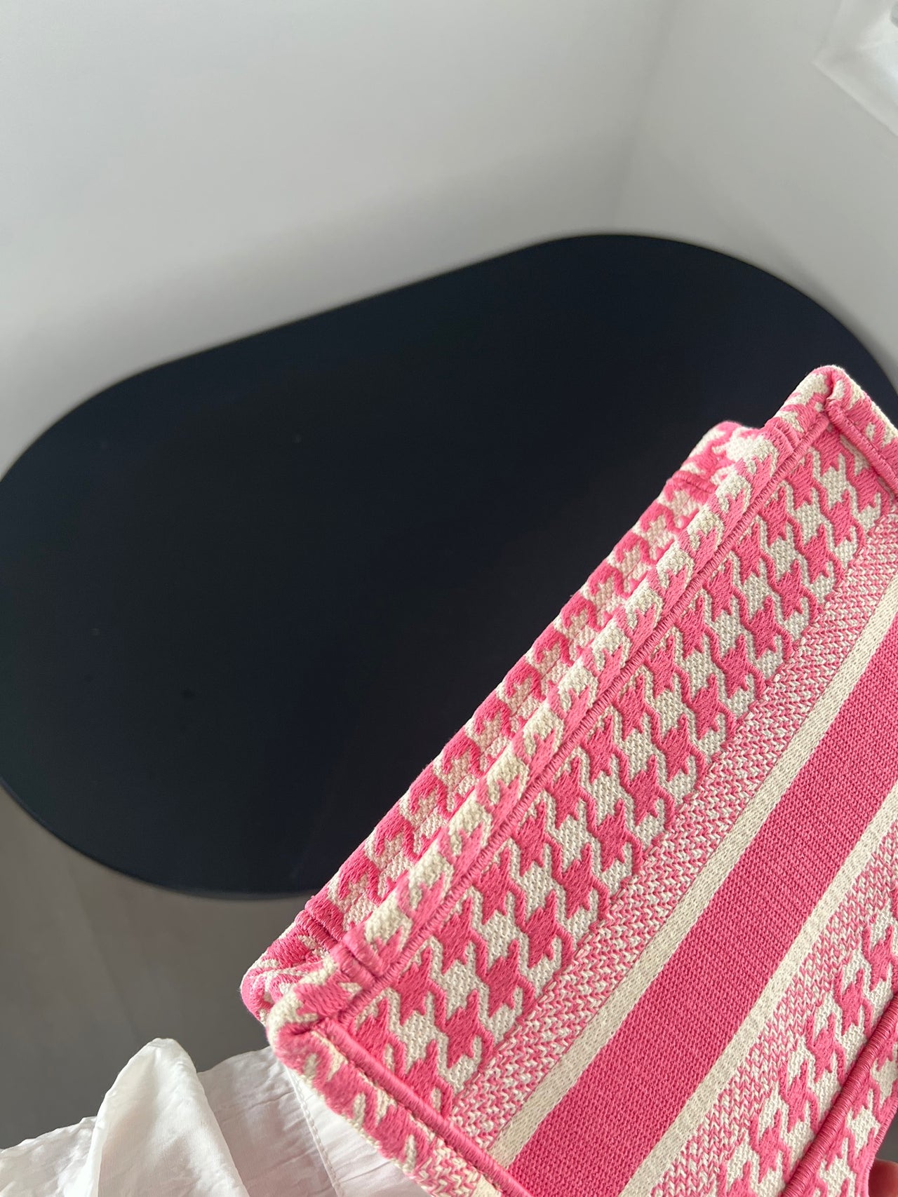 DIOR Pink Houndstooth Mini Tote Bag