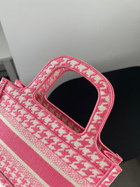 DIOR Pink Houndstooth Mini Tote Bag